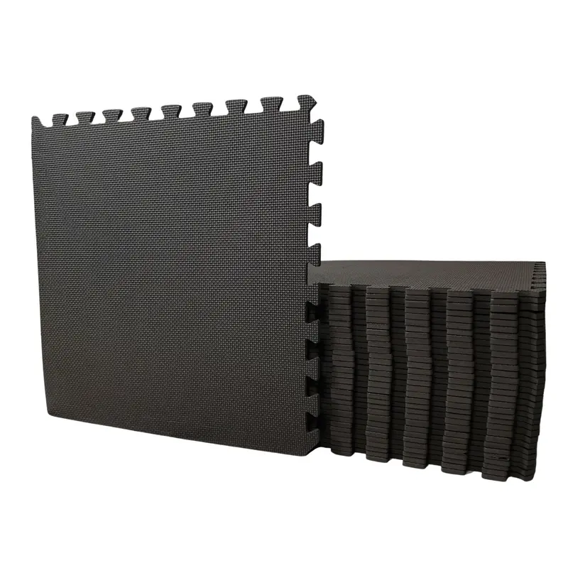 EVA Foam Floor Mat Kit – 8-Piece 60cm x 60cm Black Protective Tiles