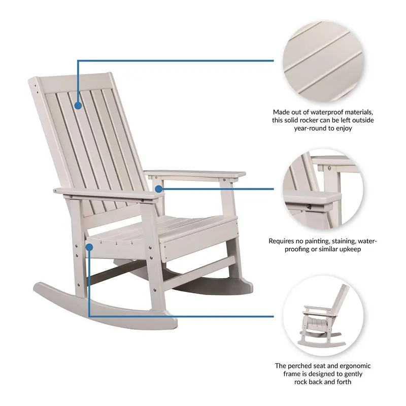 Ez-Care Tek-Wood Adirondack Rocking Chair – White Finish