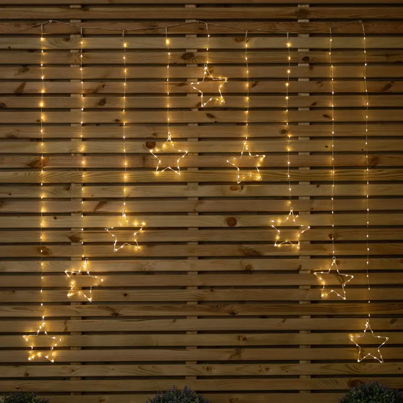 Factory Seconds: 1.2m x 1.2m Star Pin Wire Christmas Curtain – 303 Warm White LEDs