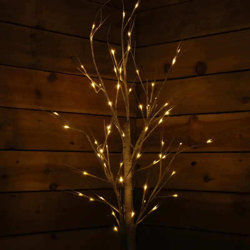 Factory Seconds: 2.4m (8ft) Lit Birch-Style Indoor/Outdoor Christmas Tree – 136 Warm White LEDs