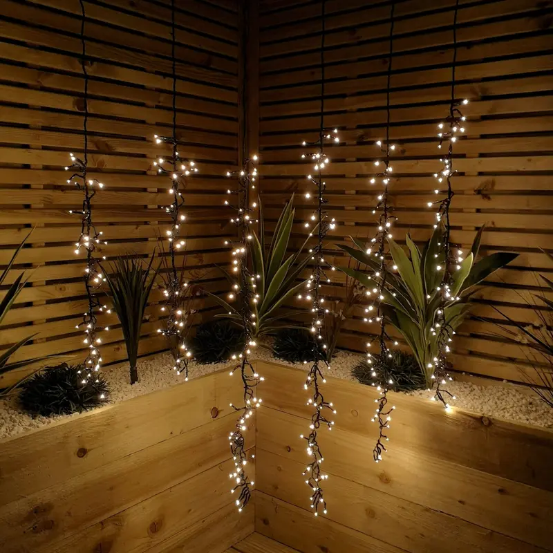 Factory Seconds: Set of 6 Drop-Tree Multi-Action Christmas ClusterBrights – 384 Warm White LEDs