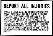 Fishing Vessel Injury Reporting Plaque