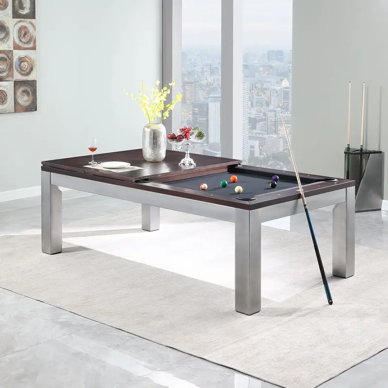 Genoa Convertible 7′ or 8′ Slate Pool Table with Removable Dining Top