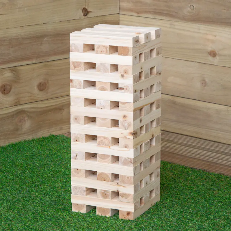 Giant Outdoor Tumbling Tower Game – Rustic Wooden Jenga-Style Party Set