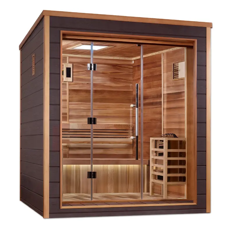 Golden Designs Drammen 3-Person Indoor/Outdoor Traditional Sauna – Compact Design