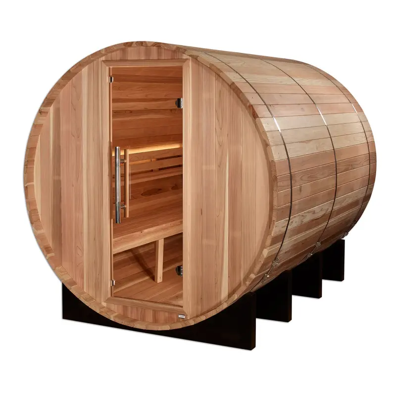 Golden Designs Klosters 6-Person Wooden Barrel Sauna – Traditional Heat
