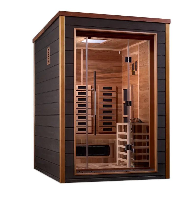 Golden Designs Nora 2-Person Indoor/Outdoor Hybrid Sauna – PureTech™ Full-Spectrum IR Compatible
