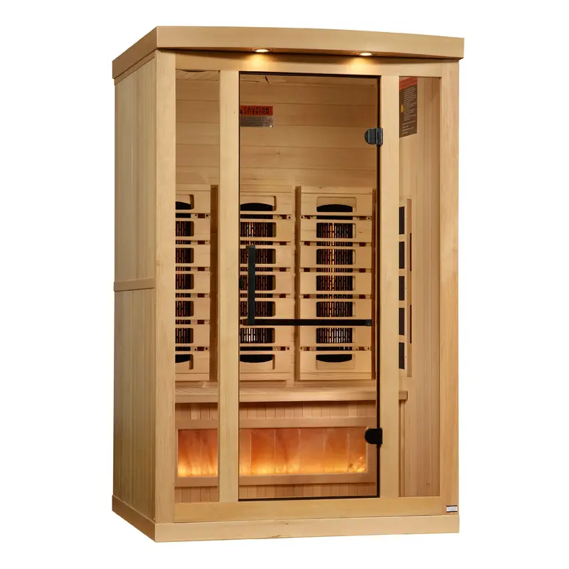 Golden Designs Reserve Edition 2-Person Full-Spectrum Infrared Sauna with Himalayan Salt Bar – 2025 Model