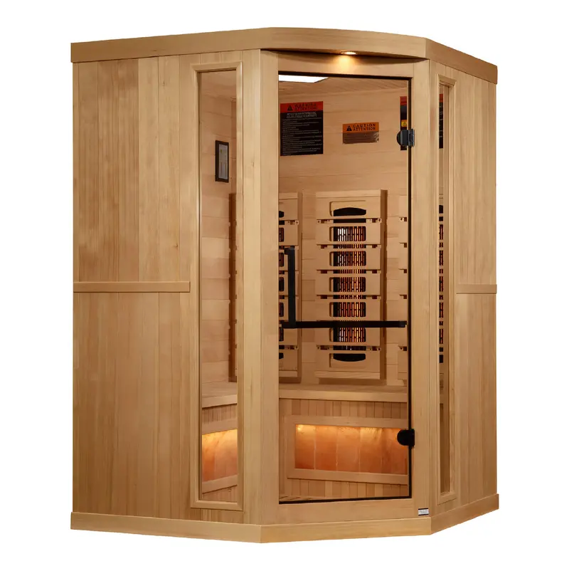 Golden Designs Reserve Edition 3-Person Full-Spectrum Infrared Sauna with Himalayan Salt Bar