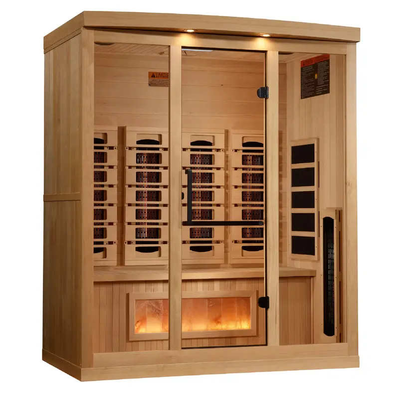 Golden Designs Reserve Edition 4-Person Full-Spectrum Sauna with Himalayan Salt Bar