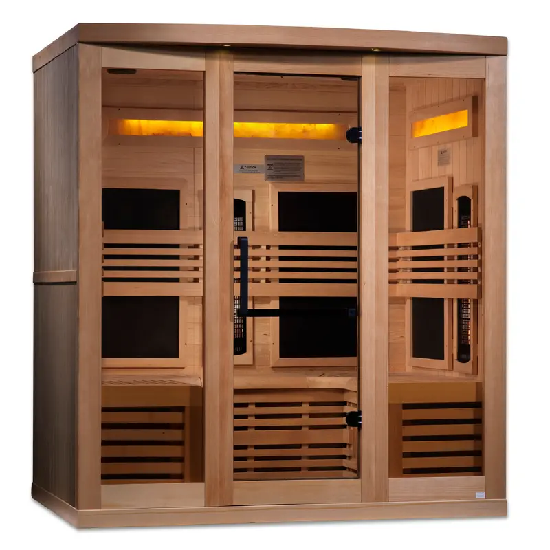 Golden Designs Reserve Edition 6-Person Full-Spectrum Sauna with Near-Zero EMF & Himalayan Salt Bar