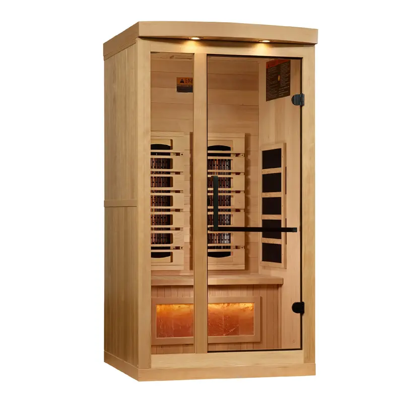 Golden Designs Reserve Edition Single-Person Full-Spectrum Sauna with Himalayan Salt Bar