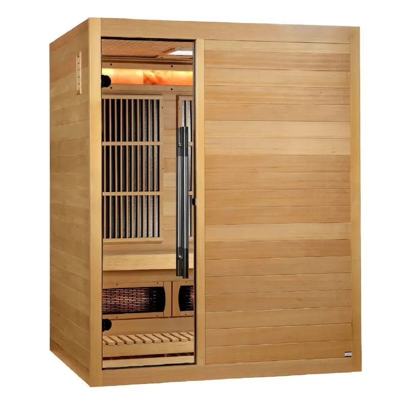 Golden Designs Soria 3-Person Indoor Hybrid Sauna – Full-Spectrum & Harvia Stove