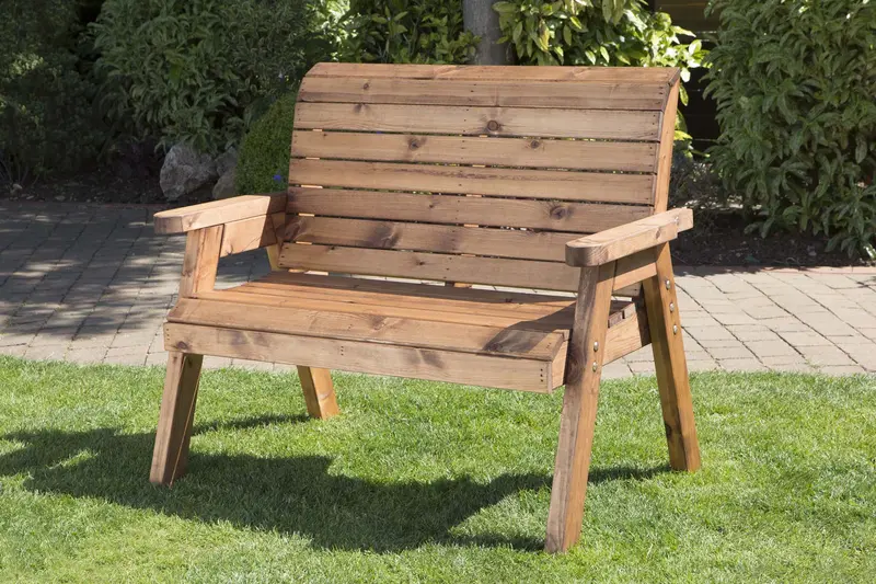 Handcrafted 2-Seater Rustic Garden Bench – Solid Chunky Wood by Charles Taylor