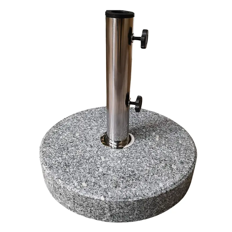 Heavy-Duty Stainless Steel Parasol Base – 25kg Round Granite Weight for Umbrella Stability