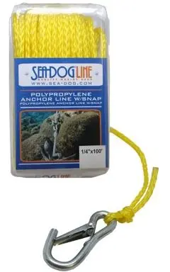 Hollow-Braid Polypropylene Anchor Line with Snap Hook