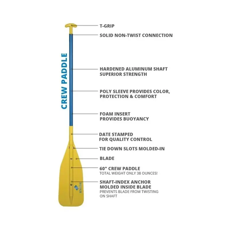 Hyside Crew Raft Paddle – Durable Aluminum Shaft with Polypropylene Blade