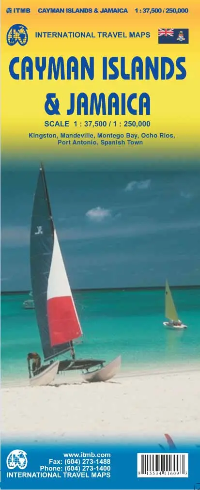 Jamaica and Cayman Islands Tropical Travel Map