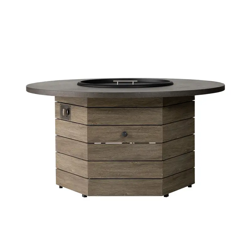 Lloyd Flanders Frontier 48-Inch Hexagonal Fire Table – Modern Outdoor Heating Table
