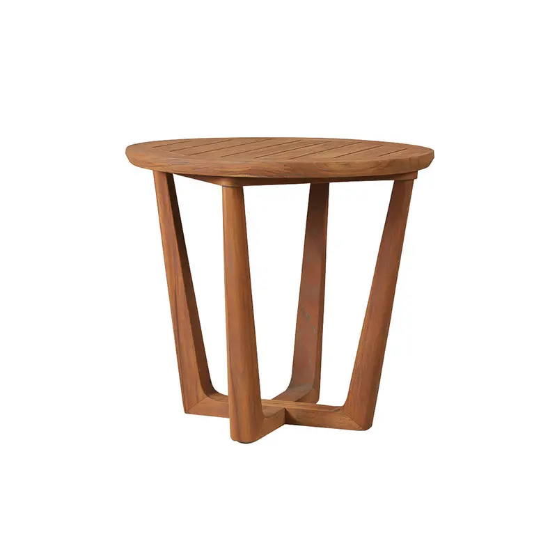 Lloyd Flanders Teak 24-Inch Round Sled Base End Table