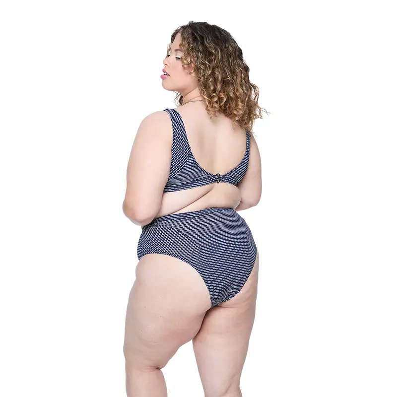 Mica Ribbed Bikini Bottom – Navy Wave