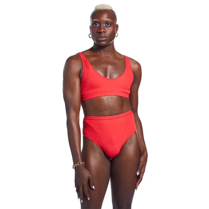 Mica Ribbed Crop Top in Red