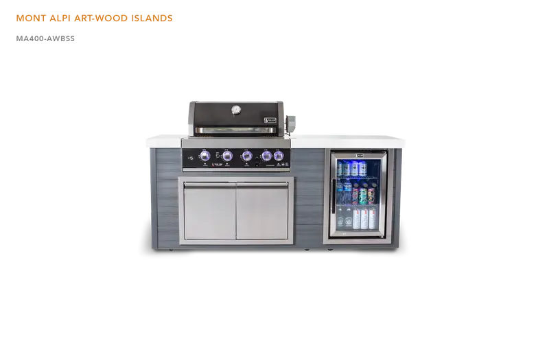 Mont Alpi MA400-AWBSS 4-Burner Artwood Outdoor Island in Black Stainless Steel
