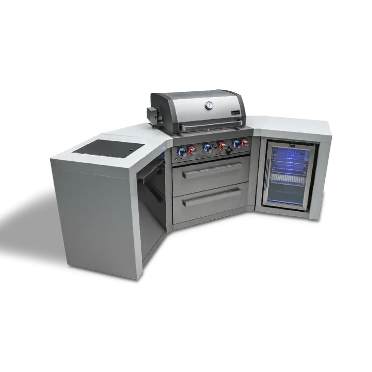 Mont Alpi MAi400-D45FC 4-Burner Outdoor Kitchen Island with 45° Corner & Integrated Fridge