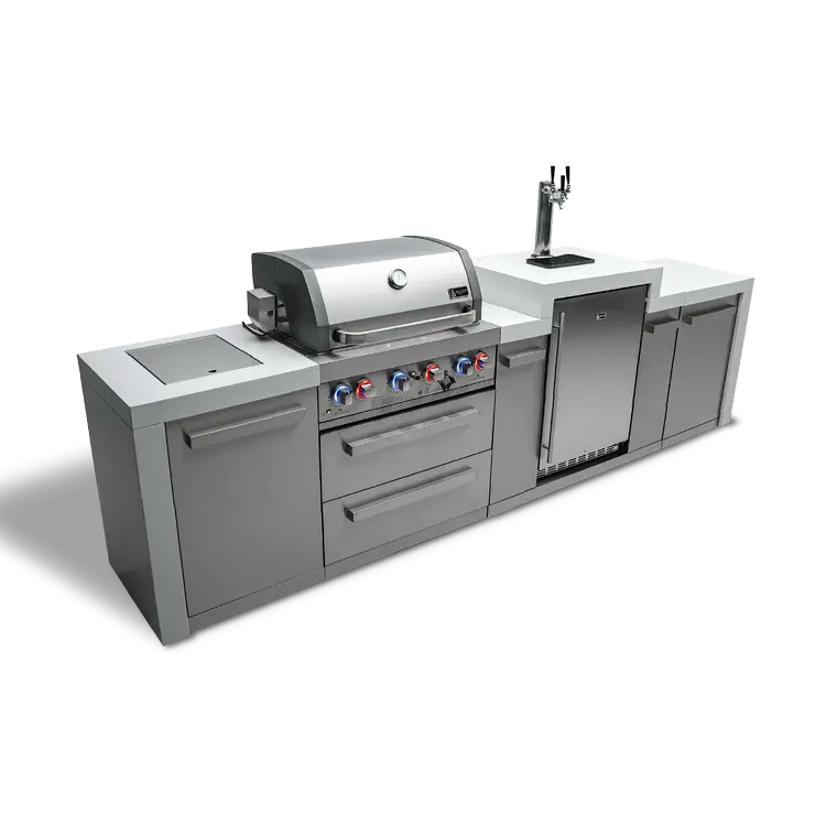 Mont Alpi MAi400-DKEG – 4-Burner Outdoor Kitchen Island with Built-in Kegerator