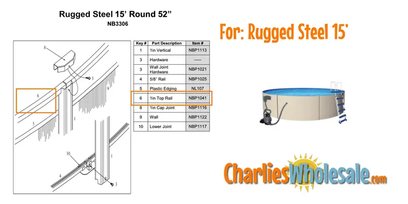 NBP1041 1-Inch Curved Top Rail – Designed for 15′ Pool Perimeters