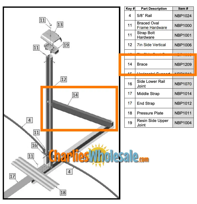 NBP1209 Structural Brace Replacement for Pool Equipment Frames