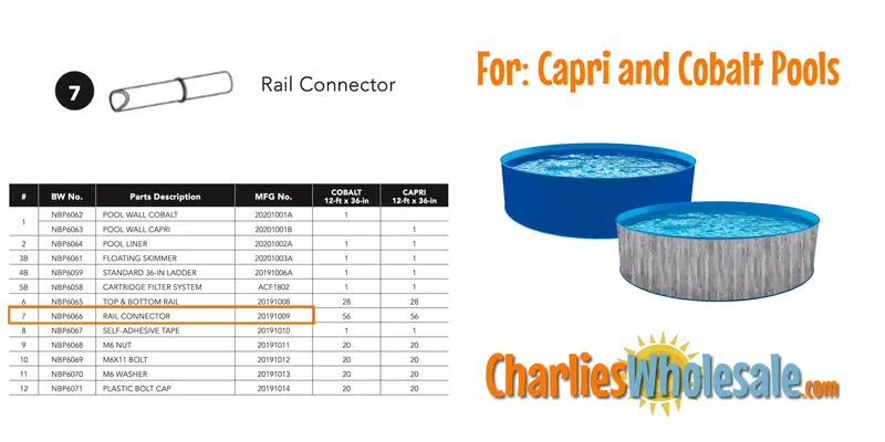 NBP6066 Rail Connector Pack – 12 Count for Cobalt Pool Frames