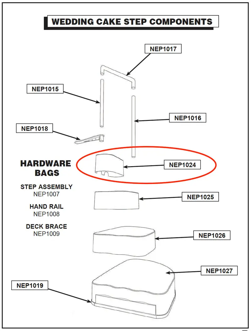 NEP1024 Top Step (White) – Replacement for AC 61565 Ladder Model