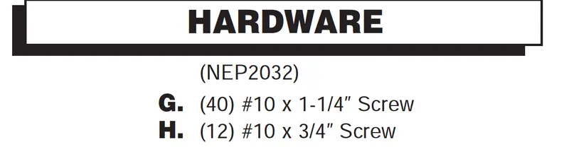 NEP2032 Replacement Hardware Pack