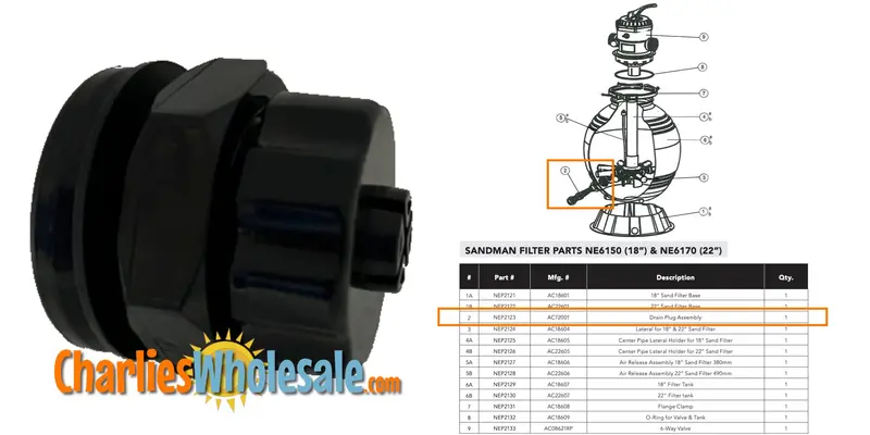 NEP2123 Drain Plug Assembly – Sand Filter Replacement Kit