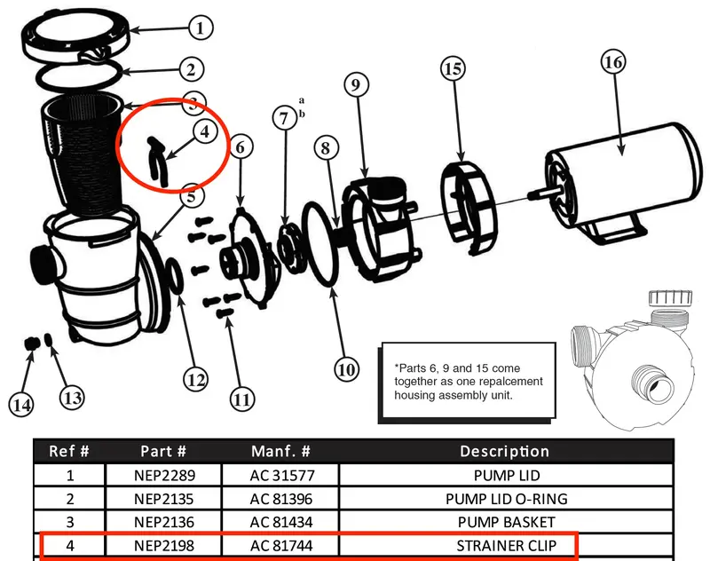 NEP2198 Strainer Clip Replacement for Pool and Spa Filtration Systems