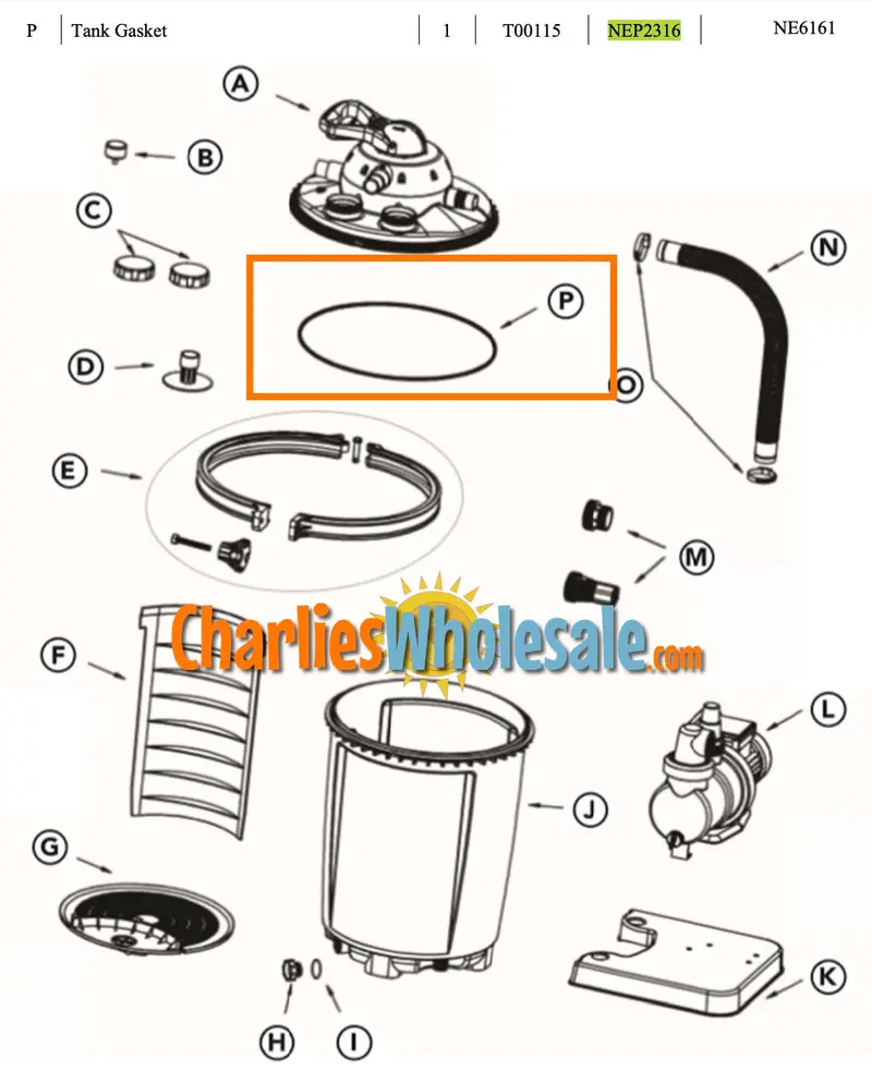NEP2316 Tank Gasket Replacement Seal