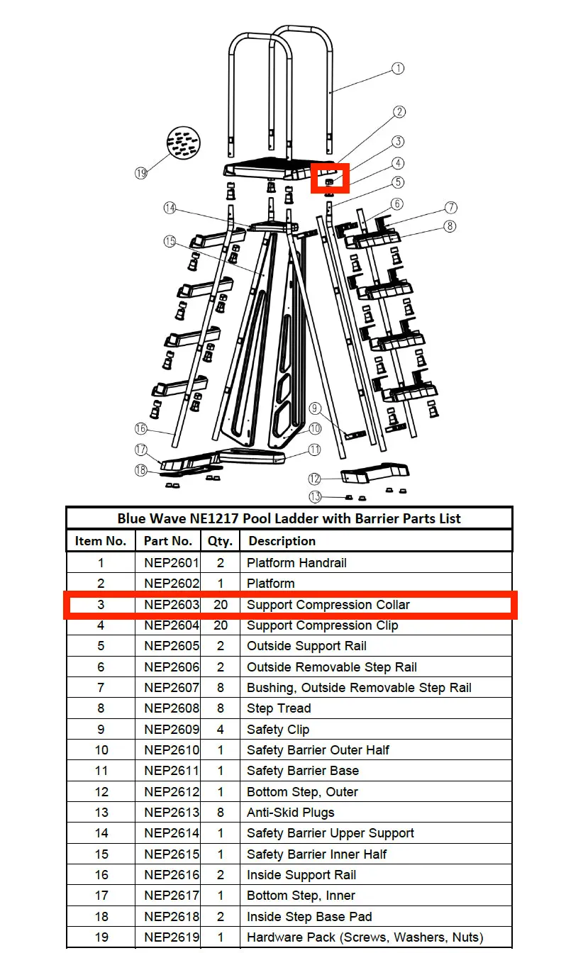 NEP2603 Support Compression Collar Replacement (10 pcs)