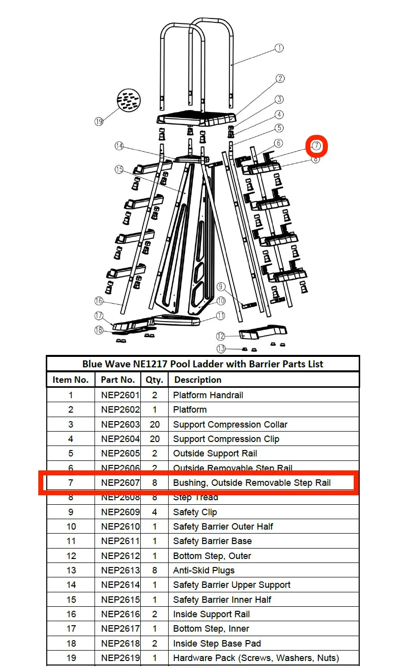 NEP2607 Outside Removable Step Rail Bushing Replacement