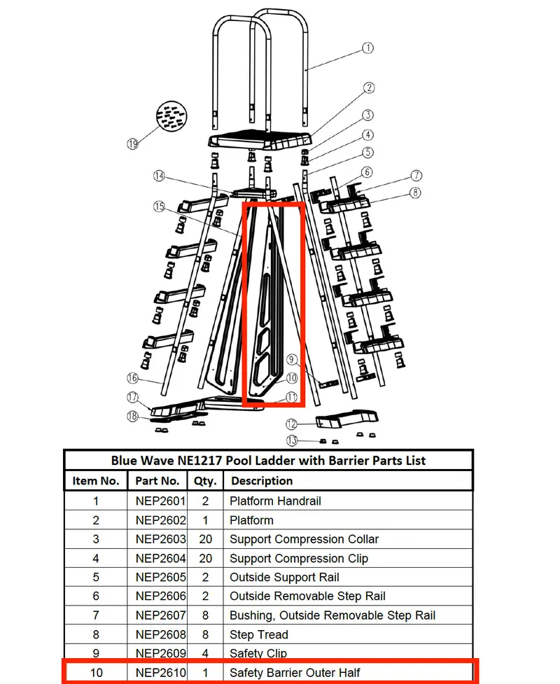 NEP2610 Outer Safety Barrier Half Replacement