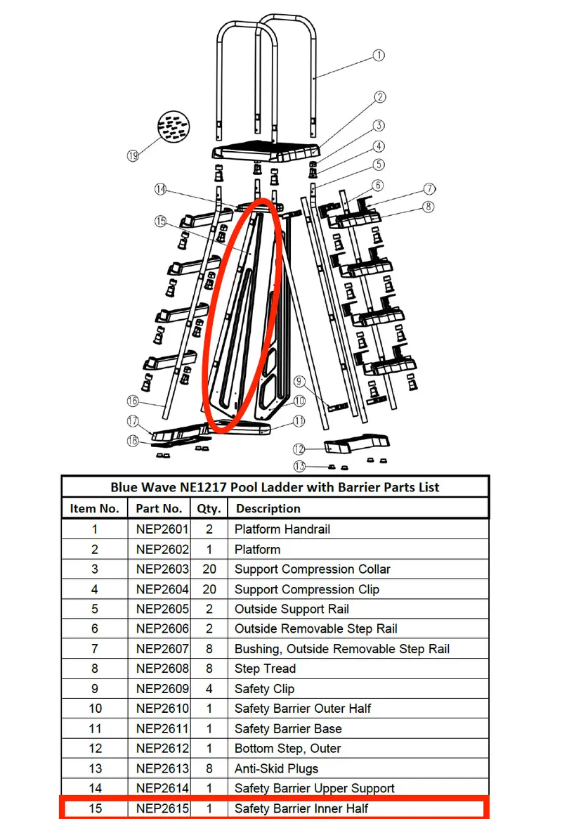 NEP2615 Inner Safety Barrier Half Replacement