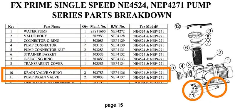 NEP4136 Drain Valve with Matching NEP4137 O-Rings (2-Set Kit)