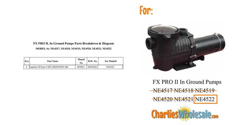 NEP4220 HTI012 Impeller Replacement for Pool Pumps