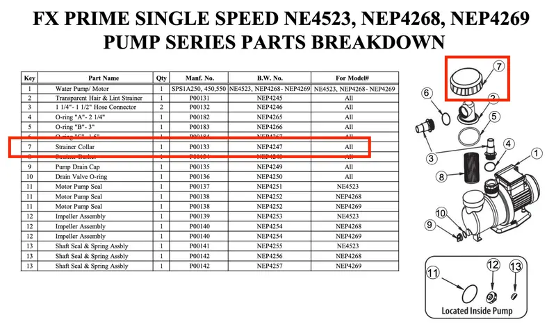 NEP4247 Strainer Collar Replacement Part