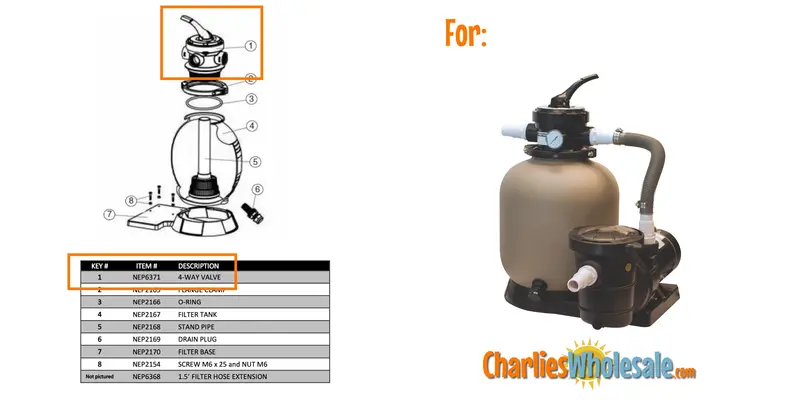 NEP6371 4-Port Sand Filter Valve (Model AC 83321)