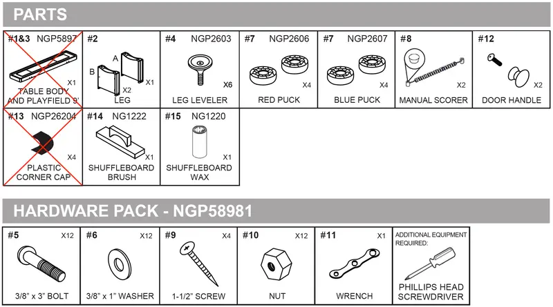 NG1218BW Walnut Unit Accessory Box – Includes Legs, Hardware & Mounting Parts