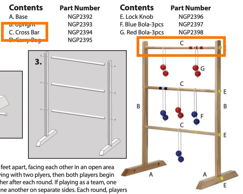 NGP2394 Reinforced Cross Bar for Shuffleboard Tables