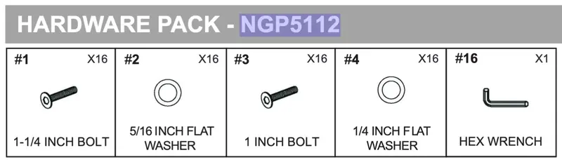 NGP5112 General Hardware Pack – Universal Table Assembly Kit