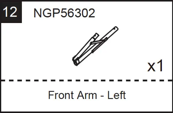 NGP56302 Replacement Front Left Arm Assembly