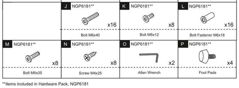 NGP6181 Hardware Kit Replacement for Game Tables